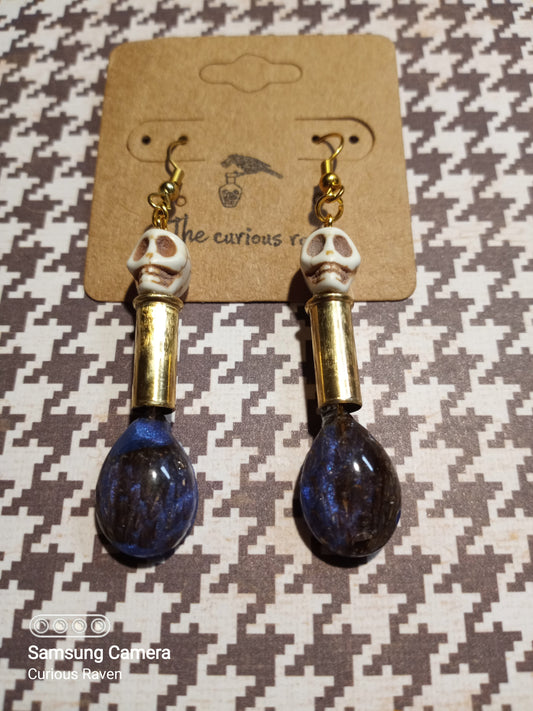 Tear Drop, Skull and Shell Casing Earrings