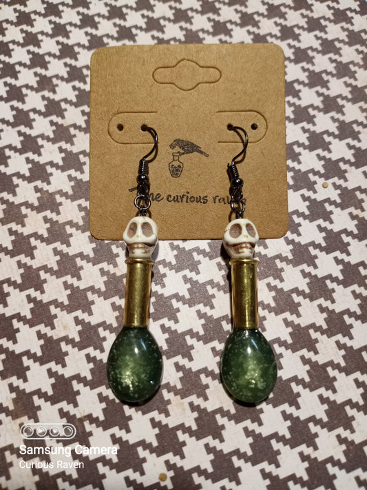 Ratioactive Drip, Skull and Shell Casing Earrings